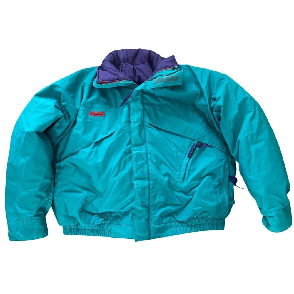 VNTG 90s Columbia Reversible 3-1 Jacket Removable Puffer Teal Purple Red‎ Men XL